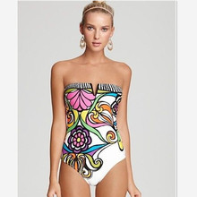 Strappy Girl Monokini V Style Print Floral Women Swimwear Backless Bandage One-Piece Swimsuit Summer Beachwear Badpak Monokini 2024 - buy cheap