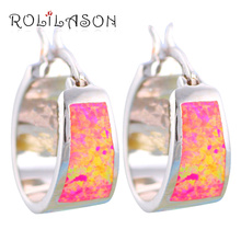 Wholesale Super seller Round Color Fire Opal Silver Stamped Dinner Hoop Earrings Fashion Jewelry Opal Jewelry OE315 2024 - buy cheap
