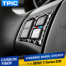 Tpic acessórios para o interior do carro, fibra de carbono, botões de volante, adesivos para bmw e90 3 séries (2009-2012) 2024 - compre barato
