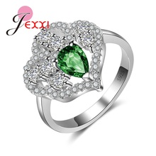 Five Colors Choose Fashion Elegant Original 925 Sterling Silver Dazzling Flower Ring Clear CZ Women Wedding Jewelry 2024 - buy cheap