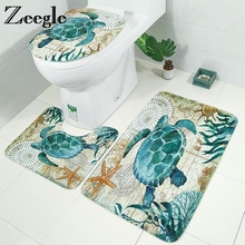 Zeegle-Conjunto de alfombra de baño con diseño de tortuga, alfombrilla antideslizante para suelo de baño, conjunto de alfombras de baño lavables, 3 uds. 2024 - compra barato