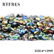 BTFBES-Colgante de gota de Agua de Cristal austriaco, cuentas sueltas de Color plateado en forma de lágrima para fabricación de pulseras, joyería, bricolaje, 6mm, 50 Uds. 2024 - compra barato