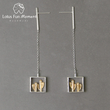 Lotus diversão momento real 925 prata esterlina moda jóias deserto série criativo cacto design balançar brincos para mulher bijoux 2024 - compre barato