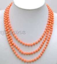SALE Beautiful Super Long 6-7mm Round Pink natural Coral Necklace -5621  wholesale/retail Free shipping 2024 - buy cheap