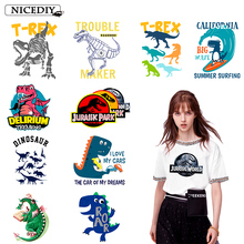 Nicediy Jurassic Park Patch Dinosaur Iron On Transfers For Clothes Heat Transfer Vinyl Sticker On Clothes Thermal Transfer Decor 2024 - buy cheap