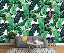 Beibehang Custom wallpaper European retro hand-painted rainforest plant banana leaf garden mural TV background wall 3d wallpaper 2024 - buy cheap