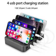 Estación de carga Multi Usb para Samsung, Huawei QC3.0, soporte de carga de 4 puertos para Iphone, Xiaomi, tabletas, enchufe europeo, estadounidense, británico y australiano 2024 - compra barato