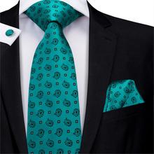 Men Green Ties Silk Dots Neck Tie Paisley Hand Pocket Cufflink Set Floral Tie for Suit Wedding Hi-Tie C-3211 Dropshopping 2024 - buy cheap