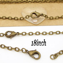 Free shipping 100pcs 2x3mm Bronze Tone Metal Rolo jewelry chain necklace with lobster clasp for Pendant 18"L 2024 - buy cheap