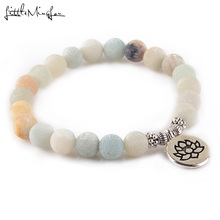 Lotus OM Buddha Charm Yoga women Bracelet Matte Frosted Amazonite beads bracelets for women jewellery accessories 2024 - buy cheap