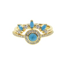2021 alta qualidade anel feminino vintage brilhante pequeno redondo & oval cristal azul cz combinado anel para sorte bonito menina delicado joia de casamento 2024 - compre barato