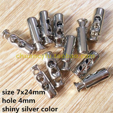Free shipping 30 pcs/ lot cord lock shiny silver Toggle cordlock toggle clip spring stopper 2024 - buy cheap