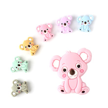 Cuentas de koala de dibujos animados de silicona, accesorios de dentición para roedores, colgante para collar de bebé, 6 uds. 2024 - compra barato