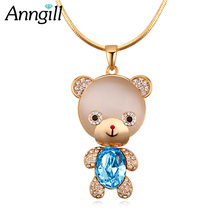 2018 New Crystal From Swarovski Cute Bear Big Long Necklace Gold Color Chain Charmes Opal Stone Ladies Necklaces Boho Jewelry 2024 - buy cheap