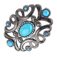 Hebilla de cinturón occidental Vintage para hombre y mujer, hebilla de plata antigua azul turquesa de imitación, decoración de Diamante Azul 2024 - compra barato