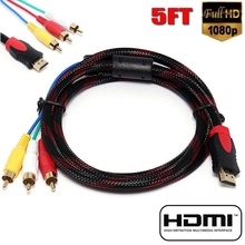 US 5Ft HDMI To 3-RCA Video Audio AV Component Converter Adapter Cable For HDTV 2024 - buy cheap