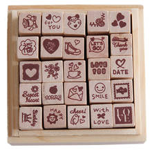 25pcs/Box Ceartive Funny Wooden Rubber Love Diary Happy Life  Bowkont heart baby DIY Stamp  for Decor Scrapbooking clear stamps 2024 - buy cheap
