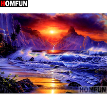 Homfun quadrado completo/broca redonda 5d diy pintura diamante "pôr do sol cenário" bordado ponto cruz 3d decoração para casa a10734 2024 - compre barato