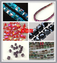 Cuentas de vidrio de cristal cuadradas a la moda, nuevas 70 unids/lote de cuentas espaciadoras de cristal de cubo de 8MM para fabricación de joyas, pulsera, collar de cuentas para manualidades 2024 - compra barato