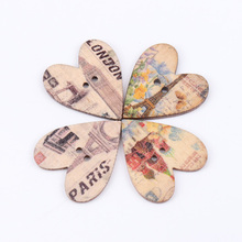 25x28mm 30pcs Wooden Love Heart Shape Tower Pattern Buttons 2 Holes Handmade Sewing Clothing Scrapbooking Crafts DIY 2024 - buy cheap