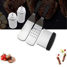 5Pcs/set BBQ Tools Barbecue Set For Teppanyaki Spatulas For Barbecue Scrapper Grill Accessories For Grilling BBQ Griddle Tools 2024 - buy cheap