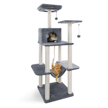 H153cm кошка дерево башня большой размер домашних животных играть Когтеточка котенок скалолазание прыжки игрушка рамка с гамаком arbre чат мебель 2024 - купить недорого