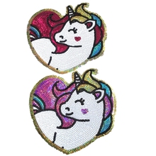 2pcs Hearted Unicorn Sequins Patch Horse Iron on Stickers DIY Patches For Clothes Paillette Embroidered Patch Motif Applique 2024 - buy cheap