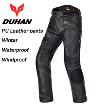 Duhan-calça masculina de couro sintético para corrida com motor, à prova d'água, à prova de vento, proteção para andar de moto 2024 - compre barato