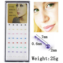 40pcs/60pcs Stainless Steel Nose Ring Studs Fashion Body Women Girl Jewelry  Nose Piercing Colorful Nose Piercing Stud Wholesale 2024 - buy cheap