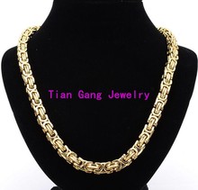 High Quality Gold Tone 316L Stainless Steel Byzantine Chain Necklace 23.6" 6/8/12/15mm Width Choose For Cool Men&Boy 2024 - buy cheap