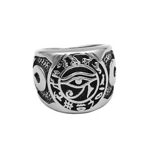 Egyptian Cross Eye of Horus Ra Udjat Amulet Ring Stainless Steel Ring Egypt Pharaoh Biker Mens Ring Wholesale SWR0851A 2024 - buy cheap