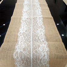 Vintage White Lace Jute Burlap Linen Home Festive Event Party Supplies Christmas Tablecloth Wedding Decoration Table Runner 2024 - buy cheap