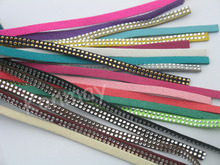 19 Colors Available--10Pcs/Lot 5.0x1.5mm Soft Velvet Leather Cord Suede Lace With Rhinestone Beads 2024 - buy cheap