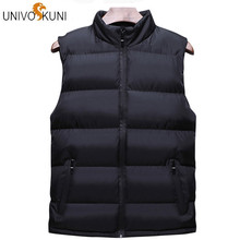 UNIVOS KUNI Fashion Casual Winter Stand Collar Warm Outerwear Sleeveless Solid Color Fit Slim Homme Jacket Vest Q5204 2024 - buy cheap