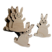 50pcs/lot Hollow Out Cartoon Rabbit Easter Bunny Wooden Wood Crafts Tags Easter Wooden Tags Supplies Ornaments DIY Decorations 2024 - buy cheap