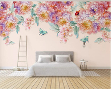 Beibehang-papel tapiz fotográfico personalizado 3d, Mural moderno HD, pintado a mano, Rosa fresca pequeña, butterflyr 3d 2024 - compra barato