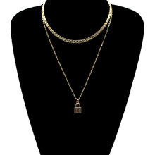 Lock Pendant Necklaces for Women Gold Silver Color Clavicle Chain 2019 Fashion Jewelry Layered Necklace Female Gift New Hot 2024 - buy cheap
