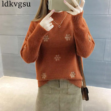 2022 NEW Autumn Winter Sweater Large Size Women's Clothing Korean Half-high Collar Thick Knitted Sweaters Women Pullovers V255 2024 - buy cheap