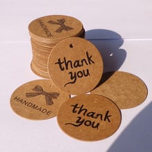 DONYAMY 100pcs Dia 4cm Round Kraft Label DIY Hand Made Thank you Love Merci Hang tags For Wedding Gift Tag 2024 - buy cheap