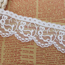 Cotton Embroidered Lace Fabrics 14 Yards Double Sides Diy Sewing Lace Flower Apparel Trims Scalloped Appliqued 4.2CM 2024 - buy cheap