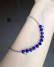 Lapislázuli azul Natural lapislázuli pulsera de GEMA de piedras preciosas naturales lazo bonito nudo pulsera de plata 925 pulsera de las mujeres chica regalo 2024 - compra barato