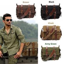 Men's Vintage Canvas Leather Messenger Bag Satchel School Military Shoulder Bag 2024 - buy cheap