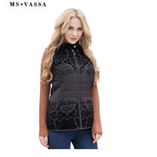 MS VASSA Women Vest Autumn Spring 2018 New Waistcoats with flock stand up collar sleeveless Jackets female plus over size 5XL 7X 2024 - buy cheap