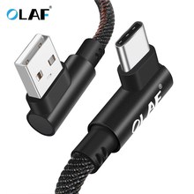 OLAF 3A USB Type C 90 Degree USB C Cable for Samsung Galaxy S9 plus Nokia 8 Xiaomi Mi 8 6 MAX 3 USB C Fast Charging Data Cable 2024 - buy cheap