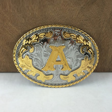 Fivela de cinto de cowboy, flor ocidental, carta, ouro, com acabamento prateado, 4cm de largura, envio direto 2024 - compre barato