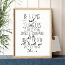Bible Verse Joshua 1:9 Quotes Art Canvas Painting Picture Christian Nursery Sign Be Strong And Courageous Posters Print Decor 2024 - buy cheap