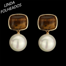 Hot Sale New Fashion Pearl Wood Color Unique Brincos Bridal Wedding Jewelry Drop Earrings for Women Gift Anniversary 2024 - buy cheap
