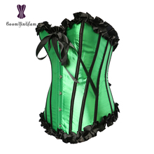 Cheaper Price Satin Black Green Reverse Slimming Body Shapewear Sexy Lingerie Pleated Corset Bustier Overbust 896# 2024 - buy cheap