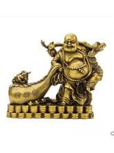 Китайская латунная медная резные персик Буддизм долголетие Будды Скульптура статуя 2024 - купить недорого
