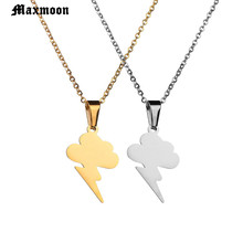 Maxmoon Fashion Stainless Steel Thunder Cloud Necklace For Women Vintage Jewelry Gold Silver Color Lightning Thundercloud 2024 - buy cheap